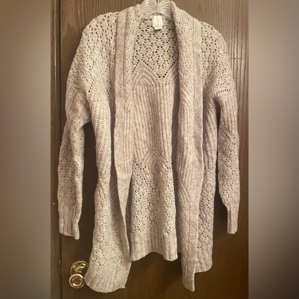 Joie Brand Light Gray Chunky Knit Cardigan Sweater Sz- Small Open Front